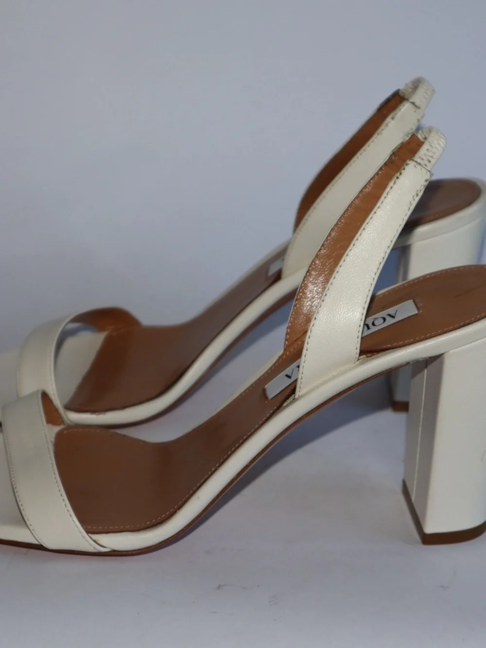 Aquazzura So Nude Block Sandal 85 White Women's 38.5